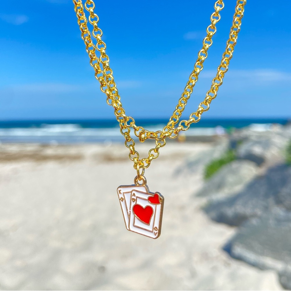 Gold Playing Card Pendant Necklace